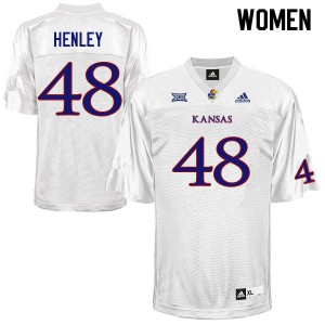 Women's Kansas #48 Parker Henley White Official Jerseys 204783-869