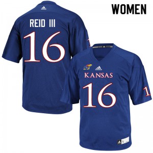 Women's University of Kansas #16 Thomas Reid III Royal Stitched Jerseys 906107-239