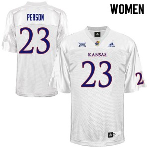 Women's Kansas Jayhawks #23 Alonso Person White Embroidery Jerseys 859384-472