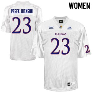 Women's Jayhawks #23 Amauri Pesek-Hickson White College Jerseys 485987-843