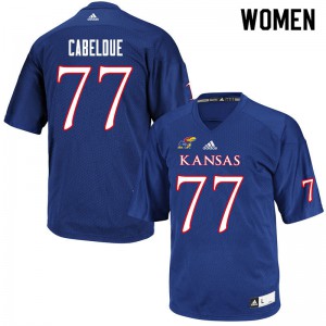 Womens Kansas Jayhawks #77 Bryce Cabeldue Royal College Jersey 303123-338