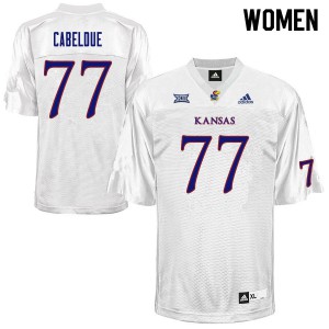 Women's Jayhawks #77 Bryce Cabeldue White Stitched Jersey 953885-958