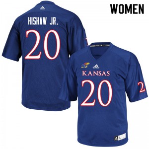 Women University of Kansas #20 Daniel Hishaw Jr. Royal Official Jerseys 262041-903