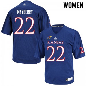 Women Kansas Jayhawks #22 Duece Mayberry Royal Stitched Jerseys 946723-278