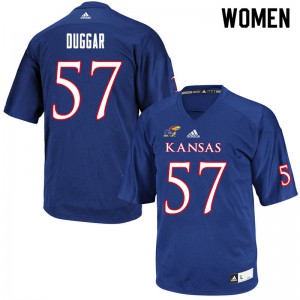 Women's Kansas Jayhawks #57 Emory Duggar Royal College Jersey 643692-999