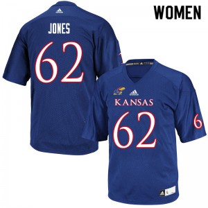 Women's University of Kansas #62 Garrett Jones Royal Football Jerseys 397009-194