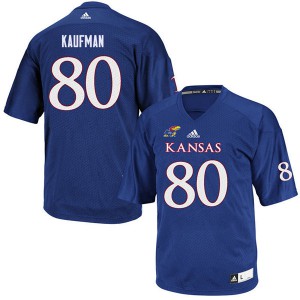 Women University of Kansas #80 Hunter Kaufman Royal Stitch Jerseys 688500-836