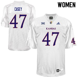 Women University of Kansas #47 Jared Casey White Embroidery Jerseys 317998-848