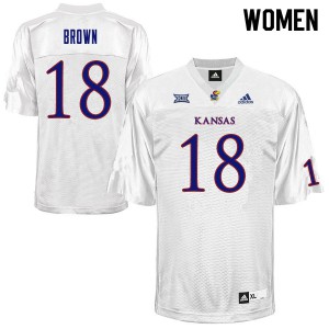 Womens Kansas #18 Jordan Brown White Alumni Jersey 994796-802