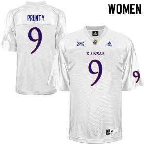 Womens Kansas Jayhawks #9 Karon Prunty White Football Jersey 451600-706