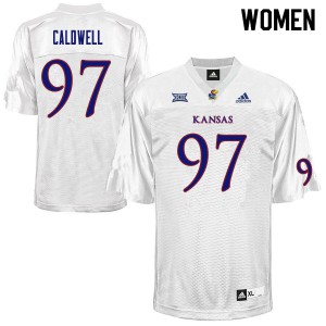 Womens Kansas Jayhawks #97 Kenean Caldwell White College Jersey 455103-182