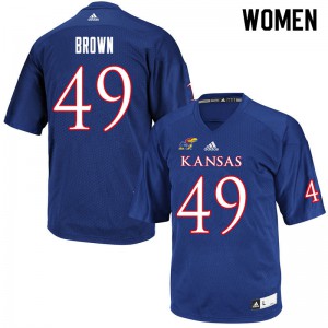 Womens Kansas Jayhawks #49 Krishawn Brown Royal Stitch Jersey 166999-457