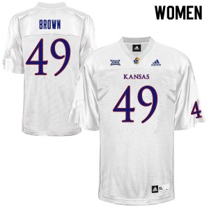 Womens University of Kansas #49 Krishawn Brown White University Jerseys 136827-287