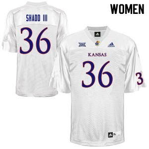 Womens University of Kansas #36 Lawrence Shadd III White Official Jerseys 101224-200