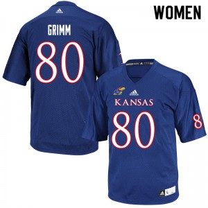 Womens Kansas #80 Luke Grimm Royal Football Jerseys 921635-379