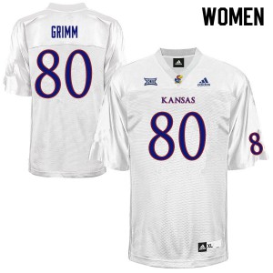 Womens University of Kansas #80 Luke Grimm White Official Jerseys 807831-825