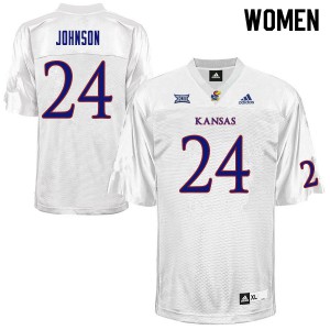 Women Kansas Jayhawks #24 Malik Johnson White Official Jersey 277685-953