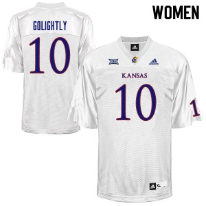 Womens Kansas Jayhawks #10 Tristan Golightly White Stitched Jersey 579443-759