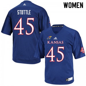 Womens Kansas Jayhawks #45 Tyler Stottle Royal Stitch Jerseys 127291-884