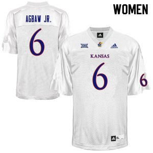 Womens Kansas #6 Valerian Agbaw Jr. White Football Jerseys 162277-194