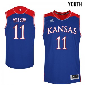 Youth Kansas Jayhawks #11 Devon Dotson Blue Stitched Jersey 402824-187