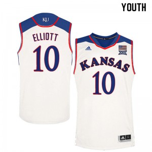 Youth University of Kansas #10 Elijah Elliott White Alumni Jerseys 118466-658