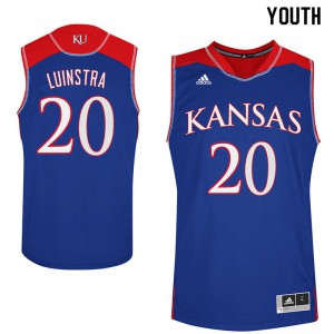 Youth Kansas Jayhawks #20 Garrett Luinstra Blue Basketball Jersey 939855-821