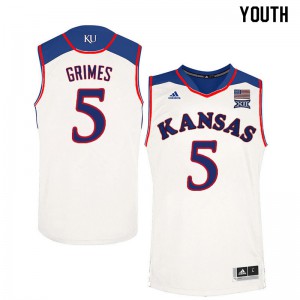 Youth Kansas #5 Quentin Grimes White Embroidery Jersey 762720-338