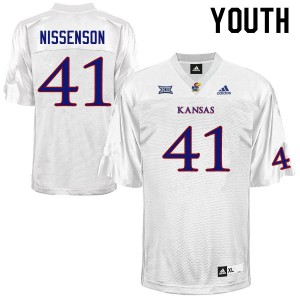 Youth Kansas Jayhawks #41 Cameron Nissenson White Stitch Jersey 736064-634