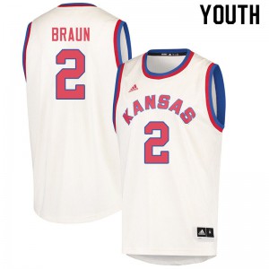 Youth Kansas Jayhawks #2 Christian Braun Cream Stitch Jersey 458328-404
