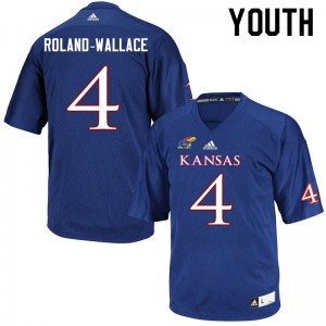Youth University of Kansas #4 Christian Roland-Wallace Royal Football Jerseys 657396-296