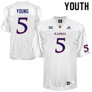 Youth Jayhawks #5 Christian Young White Embroidery Jerseys 656389-766