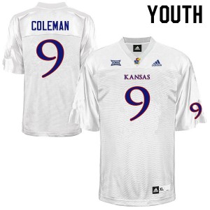 Youth Kansas Jayhawks #9 Day Day Coleman White Stitch Jersey 900736-718