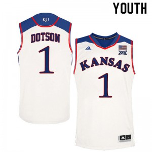 Youth University of Kansas #1 Devon Dotson White Player Jersey 868256-773