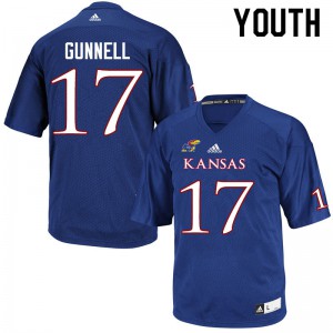 Youth Kansas Jayhawks #17 Grant Gunnell Royal College Jersey 398255-400
