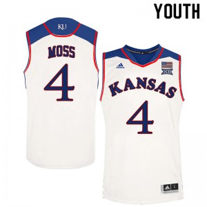 Youth Kansas Jayhawks #4 Isaiah Moss White College Jerseys 856405-920