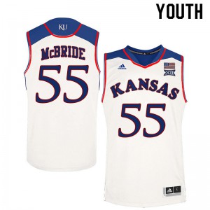 Youth Kansas Jayhawks #55 Issac McBride White Player Jersey 684708-424