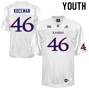 Youth Kansas Jayhawks #46 Jack Koceman White High School Jerseys 760325-461