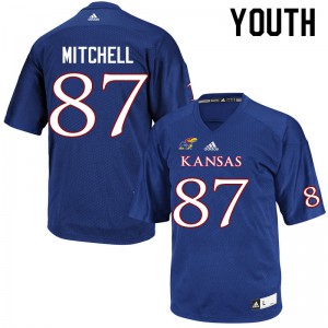 Youth Kansas #87 Jaden Mitchell Royal NCAA Jersey 758168-128