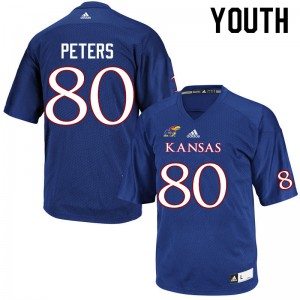 Youth University of Kansas #80 Jake Peters Royal Football Jerseys 241485-416