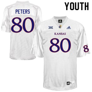 Youth Jayhawks #80 Jake Peters White Stitch Jerseys 468238-645