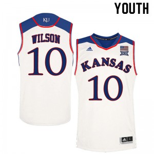 Youth Jayhawks #10 Jalen Wilson White Basketball Jersey 711241-773