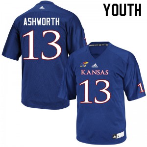 Youth Kansas Jayhawks #13 Luke Ashworth Royal Embroidery Jersey 492809-312
