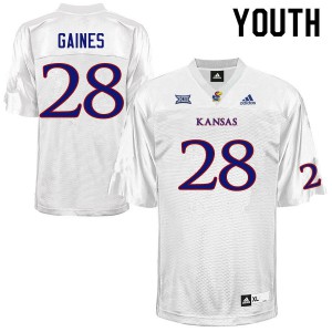 Youth University of Kansas #28 Maurice Gaines White Official Jerseys 407479-151
