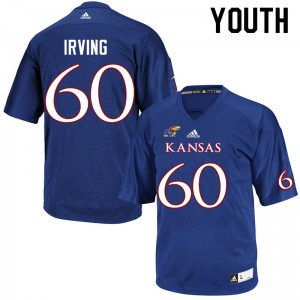 Youth University of Kansas #60 Mykee Irving Royal Embroidery Jerseys 594987-191