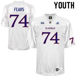 Youth Kansas Jayhawks #74 Paiton Fears White NCAA Jerseys 569508-374