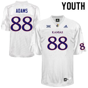Youth University of Kansas #88 Tre Adams White University Jersey 320555-536