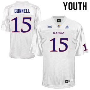 Youth University of Kansas #15 William Gunnell White Embroidery Jerseys 632103-684