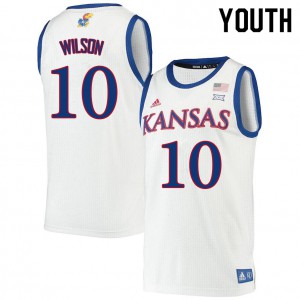 Youth Kansas Jayhawks #10 Jalen Wilson White High School Jerseys 448009-244
