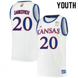 Youth University of Kansas #20 Michael Jankovich White Official Jersey 822877-447